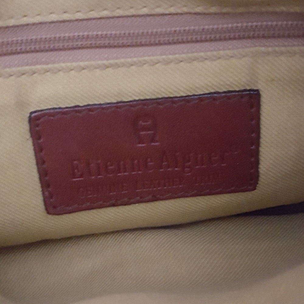 Etienne Aigner‎ Woven Straw Leather Trim Crossbody Bag Tan Cognac Brown Vintage - Picture 7 of 7